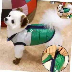 강아지 등 지퍼 패딩 (그린) 입기 편한 강아지 옷