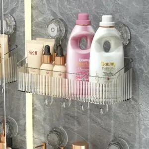 벽 타월 투명 화장실 흡착식 수납 걸이 선반 욕실 공중부양 거치 싱크대 샤워실 무타공 젠다이 타올 목욕탕