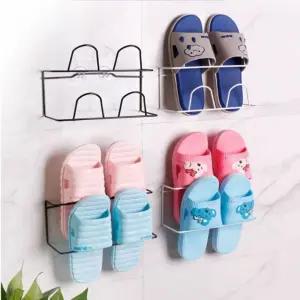 슬리퍼 정리대 현관 거실 욕실용 벽부착 2단 신발장정리대 타이걸이