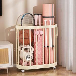 이동식 도르래없는 거치대 운동기구정리함 정리함 요가용품 화이트 베이직 접힘가능/하중강 폼롤러거치대 요가매트수납함 14 운동기구