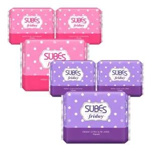 프라이데이 울트라슬림 생리대 중형 3팩+대형 3팩