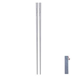 무한 항해 티타늄 사각 젓가락 필수품 및 내구성 있는 캠핑 커틀러 젓가락, 편리한 보관 포장을 위한 휴대용 가방 - 캠핑, 하이킹 가정용 식기(23cm)