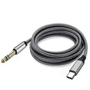 C타입 to TRS5.5잭 6.3mm 스테레오스피커연결케이블 스마트폰 오인페앰프잭 노트북단자C타입호환 패브릭선