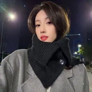 버튼잠금 터틀넥 머플러 여자 겨울 방한 넥워머 3컬러