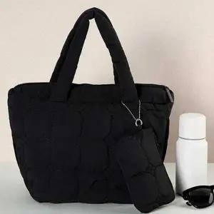 경량 패딩 토트 백 데일리 퀼팅 토트 백 솔리드 베이직