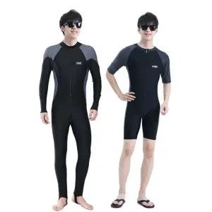 올인원수트 남자전신수영복 물놀이 속건성 검정통 블랙 그레이 반팔 L 57.5~65kg