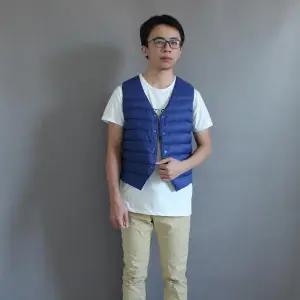 남자 조끼패딩 베스트 점퍼 캐주얼 덕다운 경량 브이넥 정장 슬림 보온 비즈니스