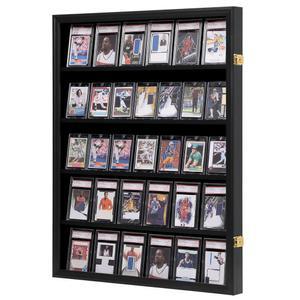 VERANI 35 야구 카드 디스플레이 케이스 - 등급 스포츠 프레임 자외선 차단 클리어 뷰 잠금식 보관함, 축구 농구 하키 트레이딩 대형 블랙