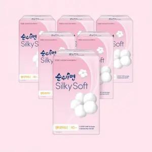 순.수한면 부드러운 팬티라이너 실키소프트 생리대 40P 6팩