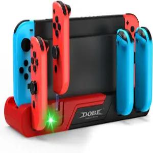 닌텐도 스위치/OLED 조이콘과 호환되는 충전 도크 스테이션은 4개의 조이콘을 동시에 충전할 수 있으며 단