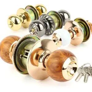 욕실문 손잡이 버튼형 골드문 실린더 원형 문 손잡이 교체 잠금 장치