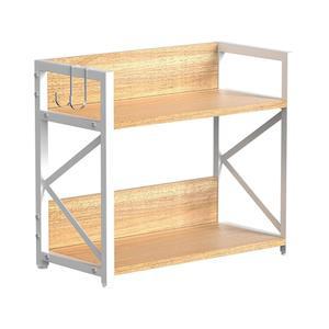 루알라이프 스파이스-랙-오가나이저-주방 카운터 선반, 카운터탑 공간 절약 책상 선반 라이저 유닛(메이플, 미디엄)을 위한 2단 커피 바 스테이션 정리함