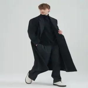 [컴스페이스]프리미어 울 더블 롱코트_블랙