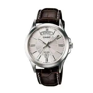 [신세계라이브쇼핑]카시오 MTP-1381L-7A 남성 라운드 아날로그 가죽 손목 시계