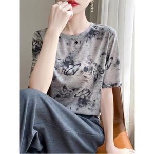 댄스복 여자 바 스윙 에어로 사교 댄스 라인 티셔츠 댄스티 라틴 연습복 상의 시니어