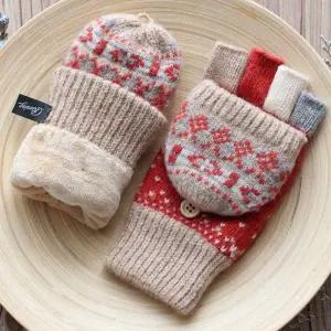 장갑 울 반장갑 니트 벙어리 손가락 뚜껑 에스닉 오픈형