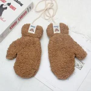 곰돌이 뽀글이 중학생 여자 끈 벙어리 장갑 커플 여성 고등학생 30대