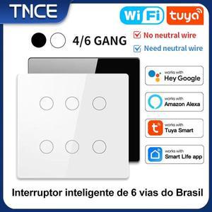 TNCE Tuya 4/6gang 터치 스위치 WIFI RF433, 브라질 표준 4x4 크기 스마트 라이트 리모컨, Alexa Google 홈