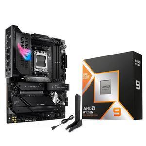 마이크로 센터 AMD Ryzen 9 9950X3D CPU 프로세서와 ASUS ROG Strix X870E-E 게이밍 WiFi X870 ATX 마더보드(18+2+2 전원 단계, 7, 5X M.2, PCIe 5.0, USB4)