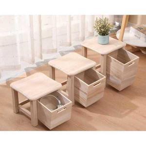 다기능 스툴 단단한 수납 다용도 가정용 우드 원목 문짝