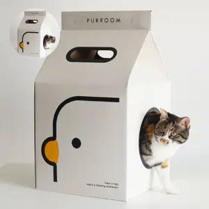 (제스트)고양이 하얀 우유 1P 스크래처 숨숨집 하우스 박스