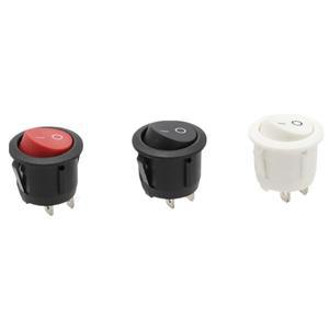 3Pcs 220V 원형 SPDT ON-OFF 로커 스위치 KCD1-105 화이트 블랙 레드 AC 250V/6A 125V/10A 토글 2Pin
