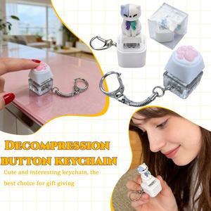 창의적이고 재미있는 고양이 키체인 충전식 키보드 피젯 클릭커 소리 키링 스트레스 가방 장식 액세서리