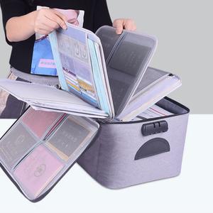 코드 잠금 장치가 있는 대용량 문서 가방  다기능 가정 사무실 여행 여권 카드  파일 폴더 정리 보관 케이