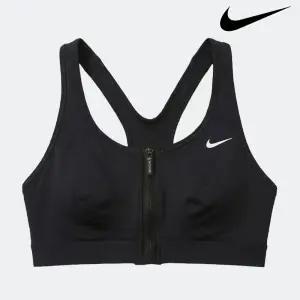 [나이키](국내매장판)나이키 스우시 프런트 지퍼 여성 미디엄 서포트 패드 스포츠 브라 FN2732-010