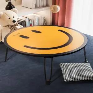 감성 스마일 접이식 트레이 원형 미니 선반 테이블 자취 원룸 밥상