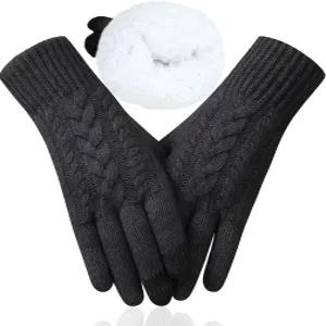여성용 ZNRZNR 겨울 장갑 두꺼운 플리스 라이너가 달린 터치스크린 방한 보온 니트 크리스마스 선물