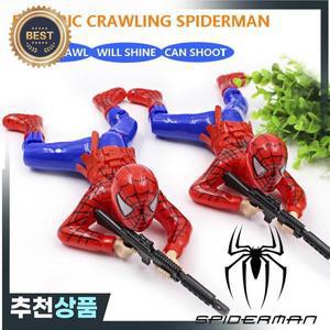 만화 스파이더맨 제다이 크롤링 군인 사격 장난감 Aa 배터리 전기 총격 발광 효과 대머리 전사 어린이 장난