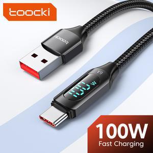 Toocki 100W USB 유형 C 케이블 화웨이 명예 Xiaomi 삼성 슈퍼 충전 고속 충전기 데이터 와이어 코드 1m 2m