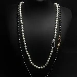 자연주의 핵진주 흑진주 이중 레이어드 길이조절 패션 WC4F738