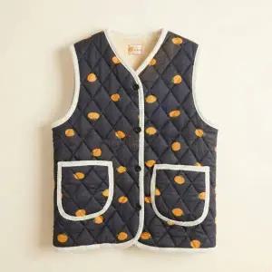 제주 애기감귤 누빔 김장조끼 양털안감 감귤패턴 남녀공용 겨울조끼