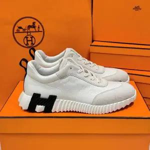[에르메스]남성에르메스 바운싱 스니커즈화이트 레더 H 블랙 로고