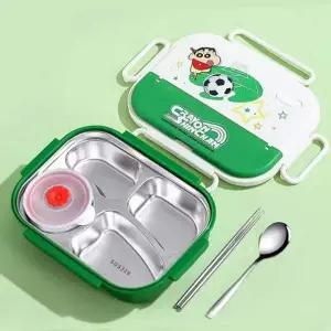 [에이치플러스몰]WL 짱구 스텐 도시락 4칸(국그릇 포함)-그린