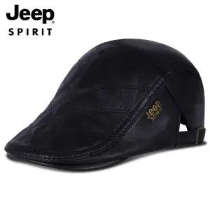JEEP SPIRIT 남성 가죽 헌팅캡 고급 가을 겨울 베레모
