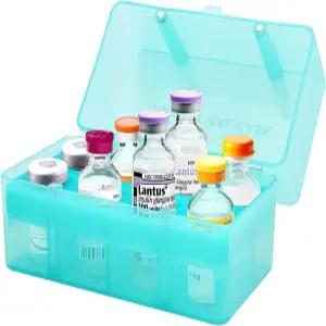 냉장고용 APDTEK 인슐린 바이알 보관함 홀더 여행용 성 케이스 정리 보호기 8 슬롯 5ML-15ML 주사