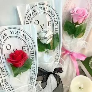 한송이 장미 비누꽃 꽃다발 기념일 축하 선물