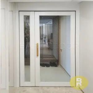 03번 비대칭양개스윙중문 펄화이트 투명망입(부식)강화유리