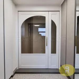 58번 비대칭양개스윙중문 아치형 고시형 펄화이트 브론즈강화유리