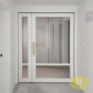 79번 비대칭양개스윙중문 유백화이트 투명+모루세로강화유리