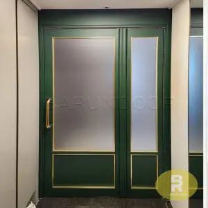 45번 폴딩스윙중문 고시형 그린 샤틴투명강화유리