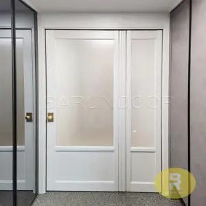 50번 폴딩스윙중문 고시형 화이트 샤틴투명강화유리