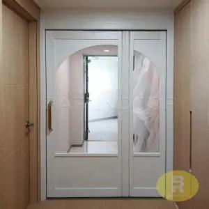 72번 폴딩스윙중문 아치형 펄화이트 투명강화유리