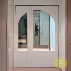 66번 폴딩스윙중문 아치형 고시형 유백화이트 투명강화유리