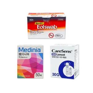메디니아 혈당시험지 50매 + 케어센스 란셋30G 100개입 + FA이올스왑 50매입