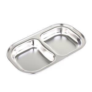 화인 간식 식판 2구 접시 스텐 유아 아동 어린이 배식판 다이어트 식기