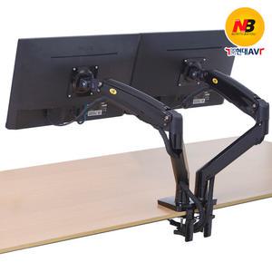 현대AV NB-F195A 대형 듀얼 모니터 데스크 마운트, 32인치(2대) 지원, 가스-실린더 방식, 한글 설치안내서 동봉.